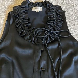 Milly Black Satin blouse with tie